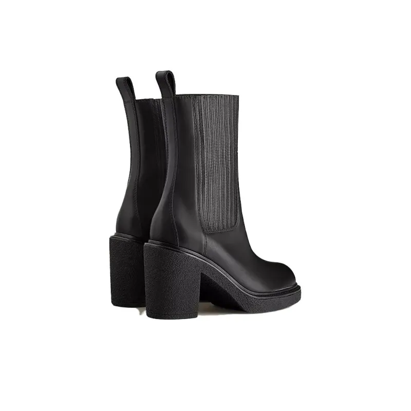 HERMES Donia Ankle Boots 7cm Women's Black-4