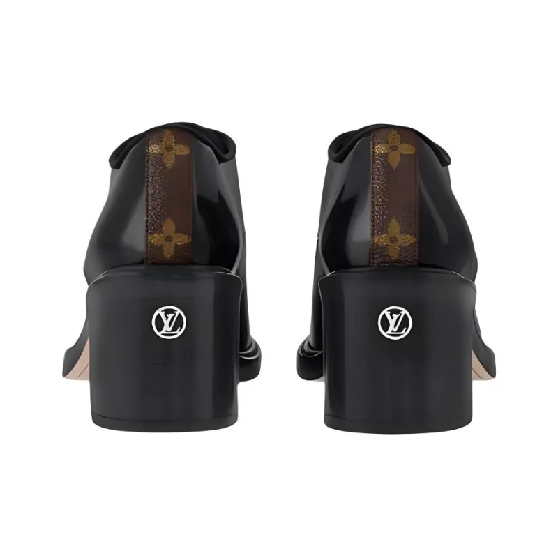 LOUIS VUITTON Chunky Heel High Heels 6cm Women's Black-3