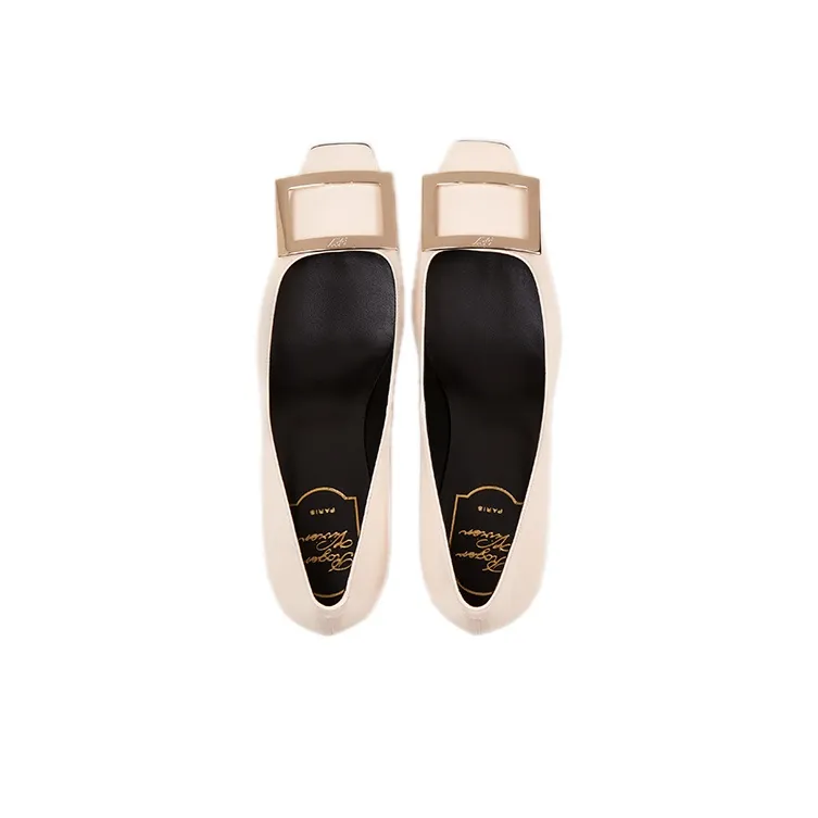 Roger Vivier Belle Vivier Trompette Slim Heel High Heels 7cm Women's Cream-3