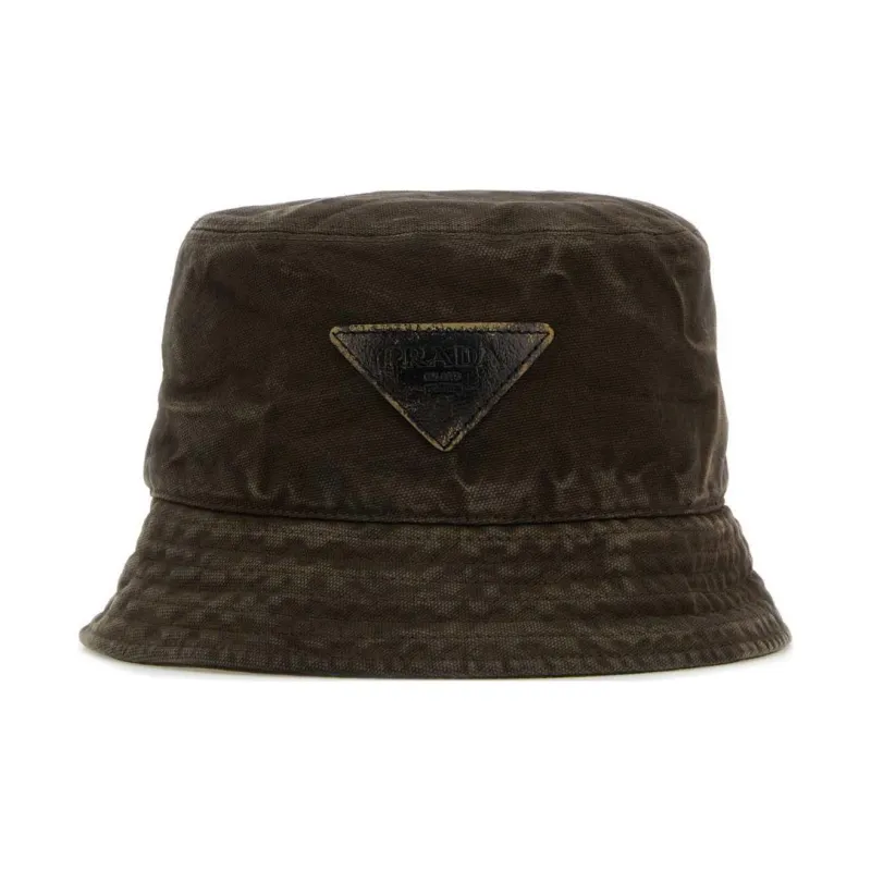 PRADA Triangle Logo Bucket Hat-0