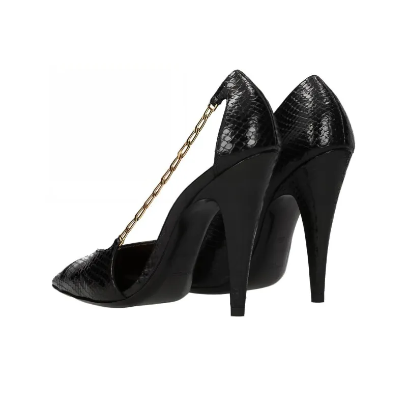 SAINT LAURENT Solar Band Slim Heel High Heels 11cm Women's Black-3