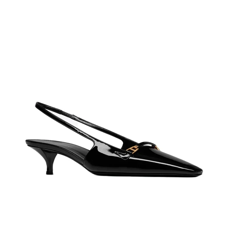 SAINT LAURENT Slim Heel Casual Shoes 4cm Women's Black-2
