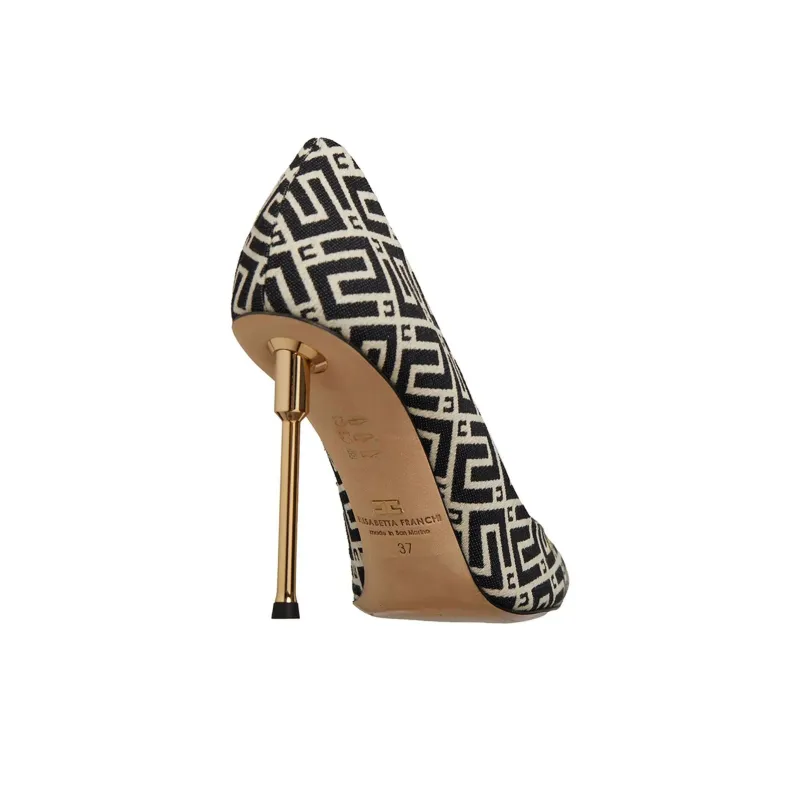 Elisabetta Franchi Slim Heel High Heels 13cm Women's Beige Black-4