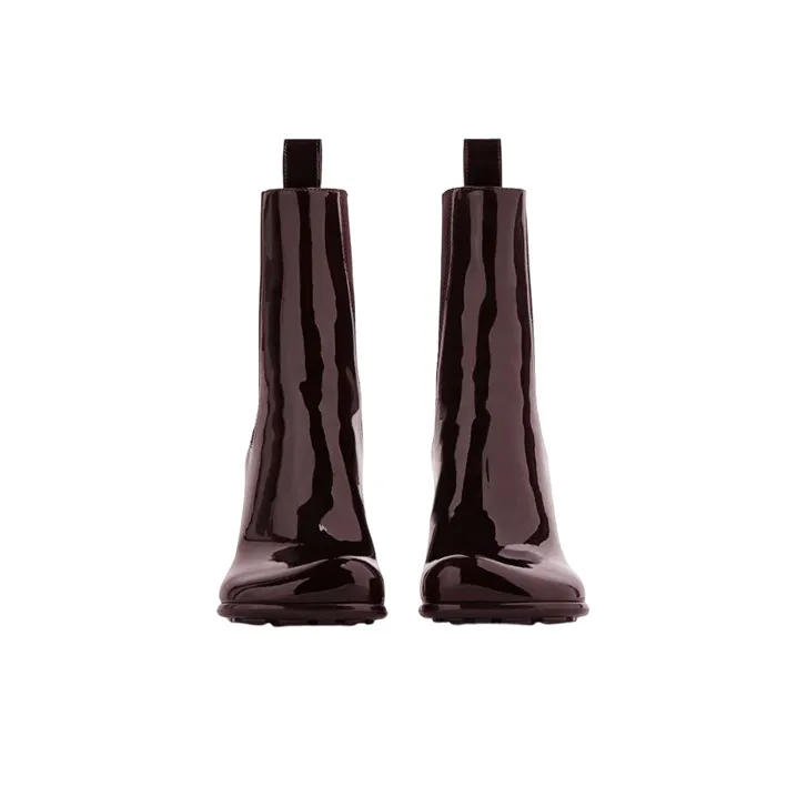 Bottega Veneta Patent Leather Ankle Boot Brown Women's-3