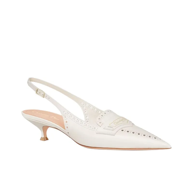 DIOR Boy Slim Heel High Heels 4cm Women's White-2