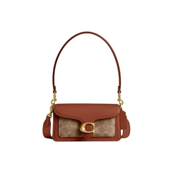 COACH Tabby Cow Leather Shoulder Bag Trumpets Women's Brown Yellow