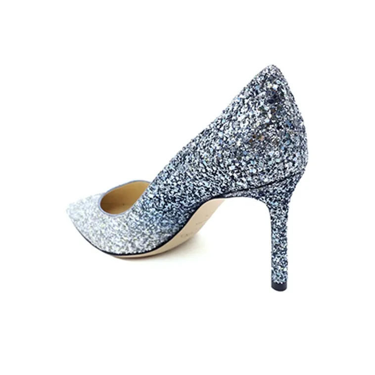 Jimmy Choo ROMY Slim Heel High Heels Women's Silver Blue Gradient-3