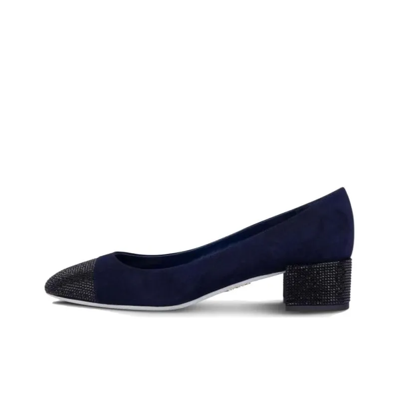 RENE CAOVILLA Kristen Chunky Heel High Heels 4cm Women's Marine Blue-0
