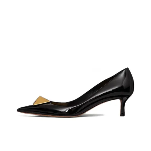 Valentino One Stud Slim Heel High Heels 5cm Women's Black