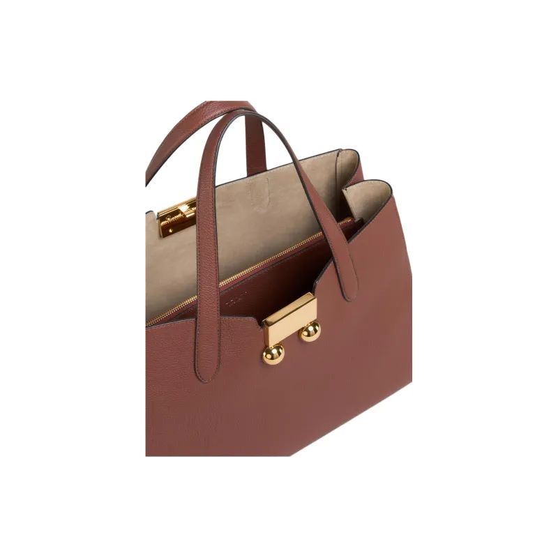 MARNI Calfskin Tote Bag, Shopping Bag, Handbag Medium Size Women's Red Brown-4