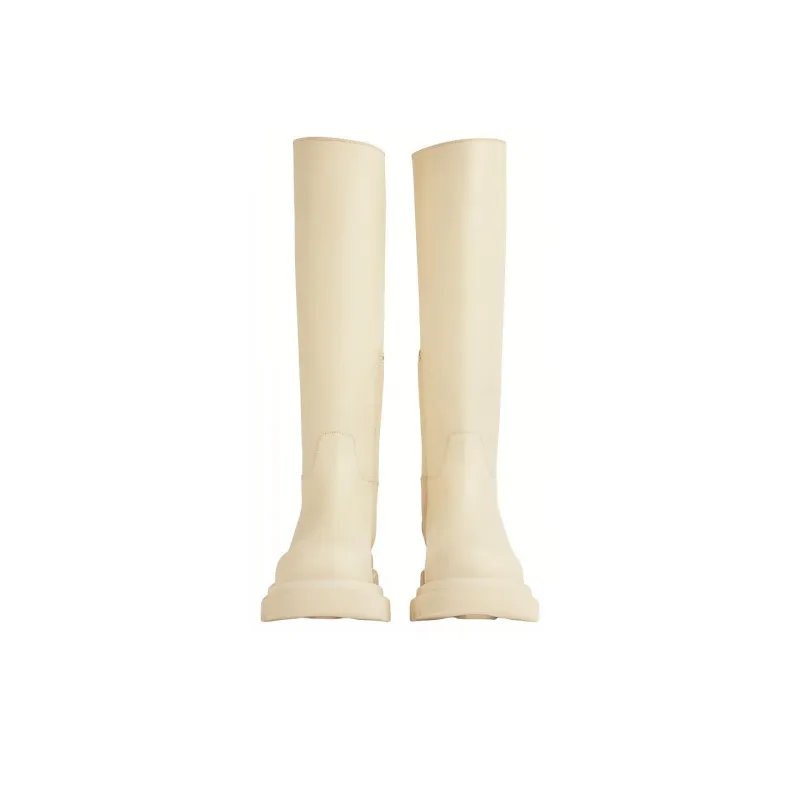 Bottega Veneta Lug Chelsea Knee high Boots Women's Sea Salt Color-4