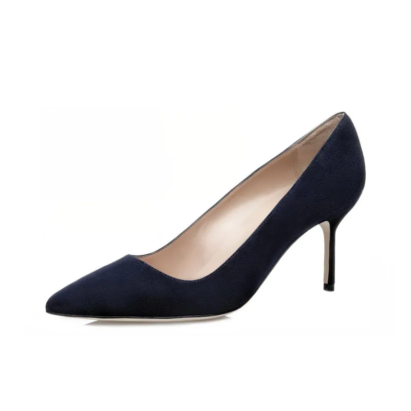 MANOLO BLAHNIK Slim Heel High Heels 7cm Women's Dark Blue-3