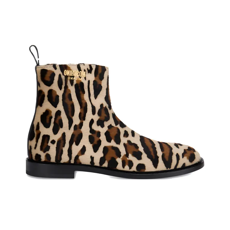 MOSCHINO Ankle Boots 3cm Men's Black Brown-1