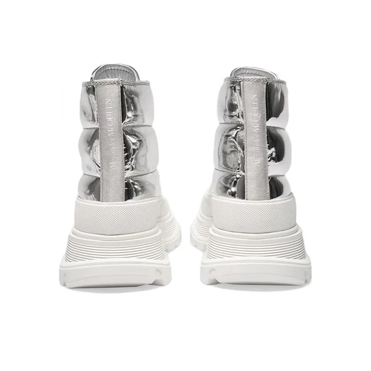Alexander McQueen Tread Slick Boots Silver Women's-4