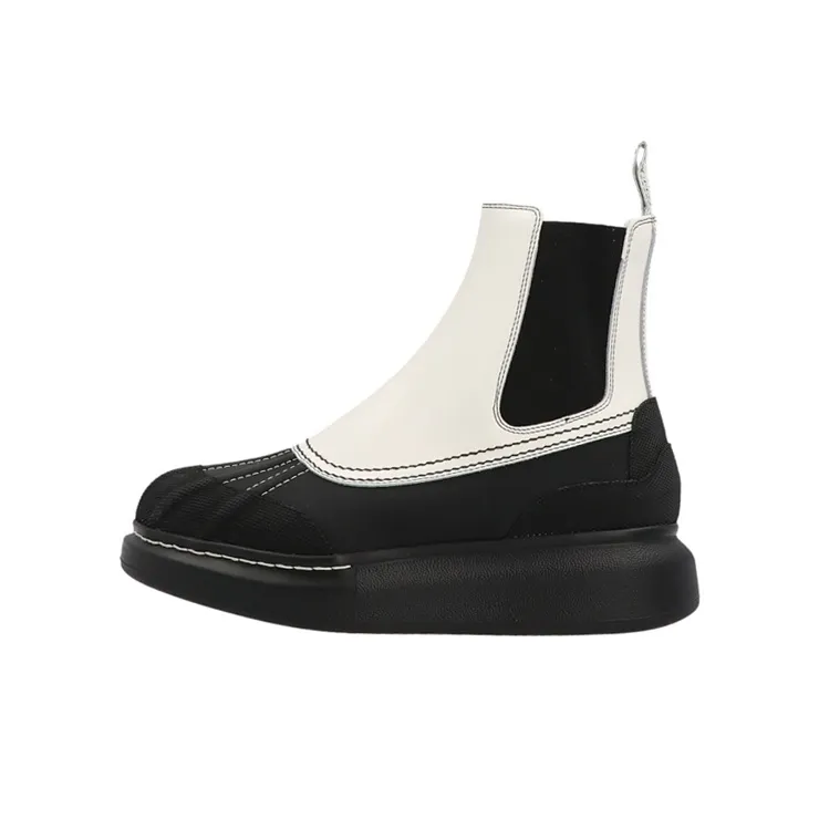 Alexander McQueen Short Chelsea Boots 4cm Women's White Black-0