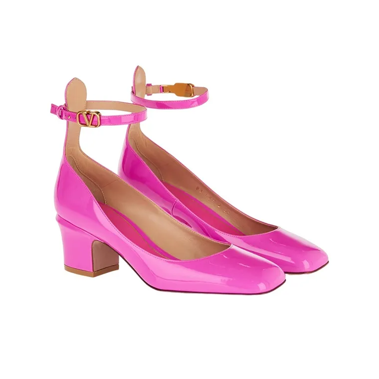 Valentino Tan Go Logo Plaque Square Toe Pumps-1