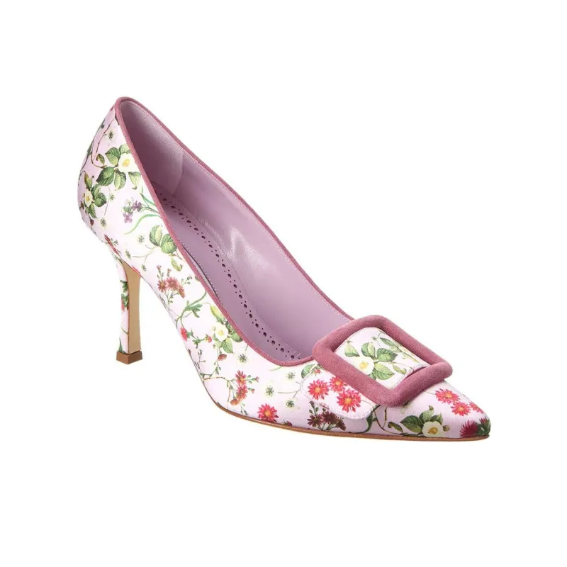 MANOLO BLAHNIK Maysalebi Slim Heel High Heels 9.5cm Women's White Pink-2