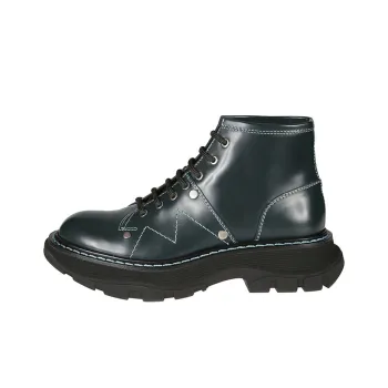 Alexander McQueen Ankle Boots Women's Green Silver Color