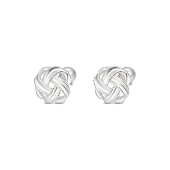 Heart Grass 999 Fine Silver Stud Earrings Women's