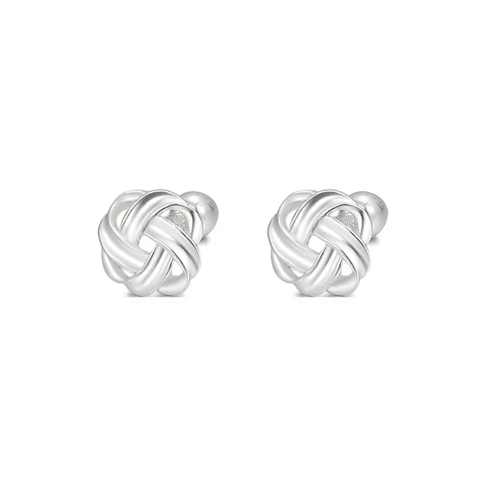 Heart Grass 999 Fine Silver Stud Earrings Women's-0