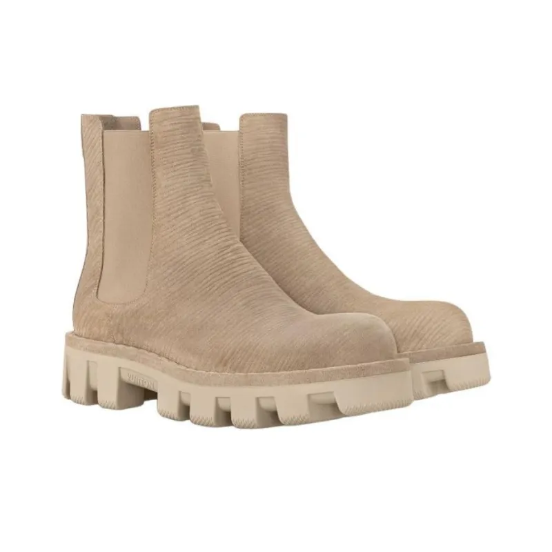 LOUIS VUITTON Short Chelsea Boots Men's Beige-2