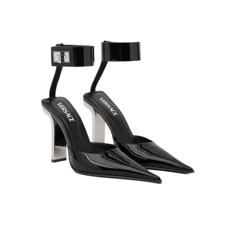 FANSIZHE Slice Block Heel High Heels 10.5cm Women's Black-2