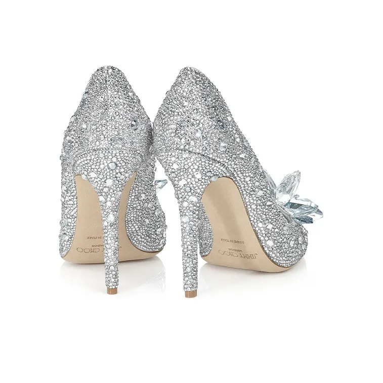 Jimmy Choo Avril Slim Heel High Heels Women's Silver White-4