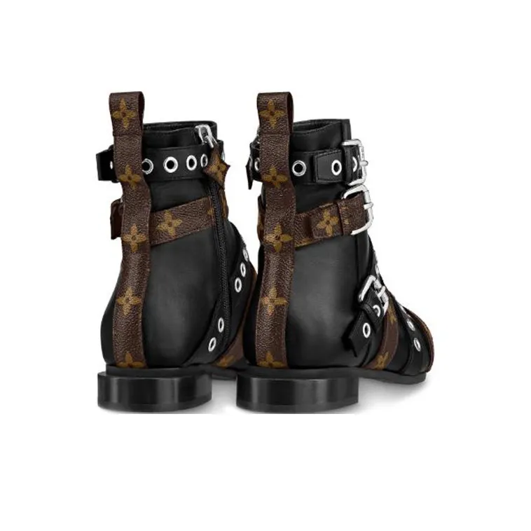 LOUIS VUITTON Jumble Ankle Boots 'Black With Multiple Straps' Women's-3