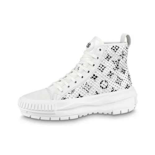 LOUIS VUITTON Lv Squad Ankle Sneakers 'White With Crystal Monogram' Women's
