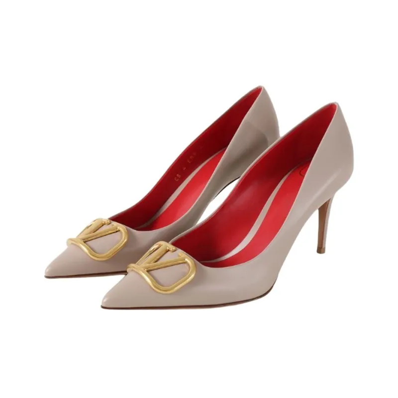Valentino Vlogo High Heels Women's Gray Pink-2