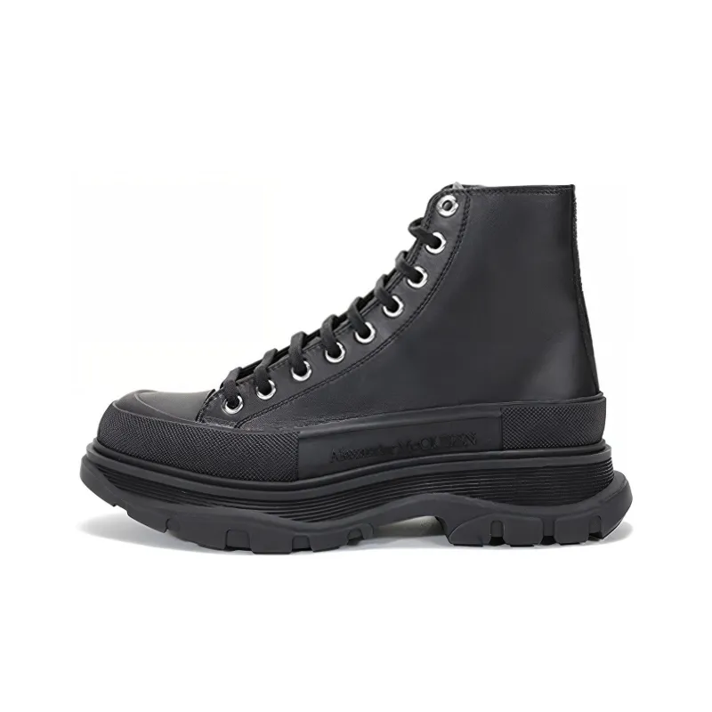 Alexander McQueen Tread Slick Lace Up Boot 'Triple Black Leather'-0
