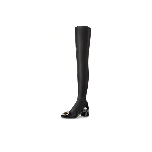 LOUIS VUITTON Madeleine High Top Logo Boots 'Black' Women's