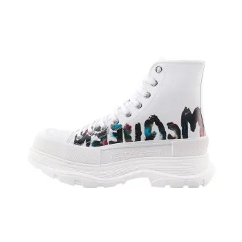Alexander McQueen Tread Slick Boot Graffiti White Multicolor