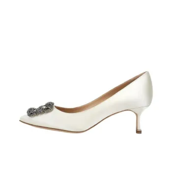 MANOLO BLAHNIK Slim Heel High Heels Women's Cream White