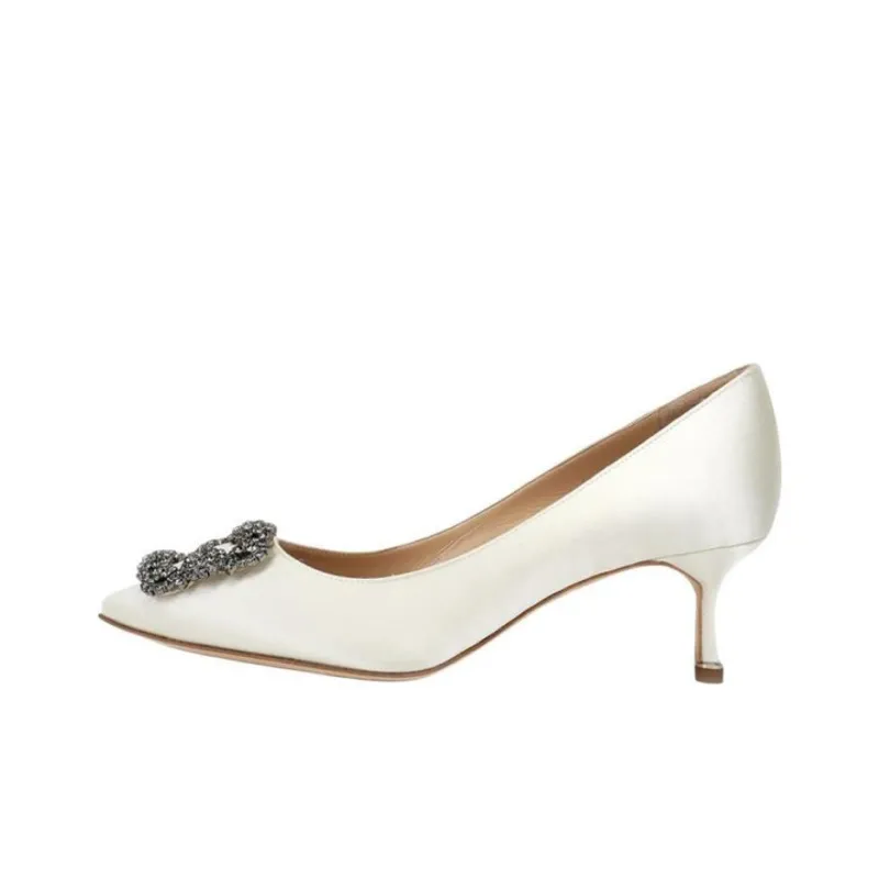 MANOLO BLAHNIK Slim Heel High Heels Women's Cream White-0