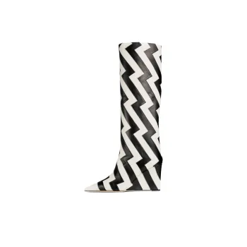 Jimmy Choo Avenue Knee high Boots 8.5cm Women's Black White