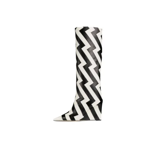Jimmy Choo Avenue Knee high Boots 8.5cm Women's Black White