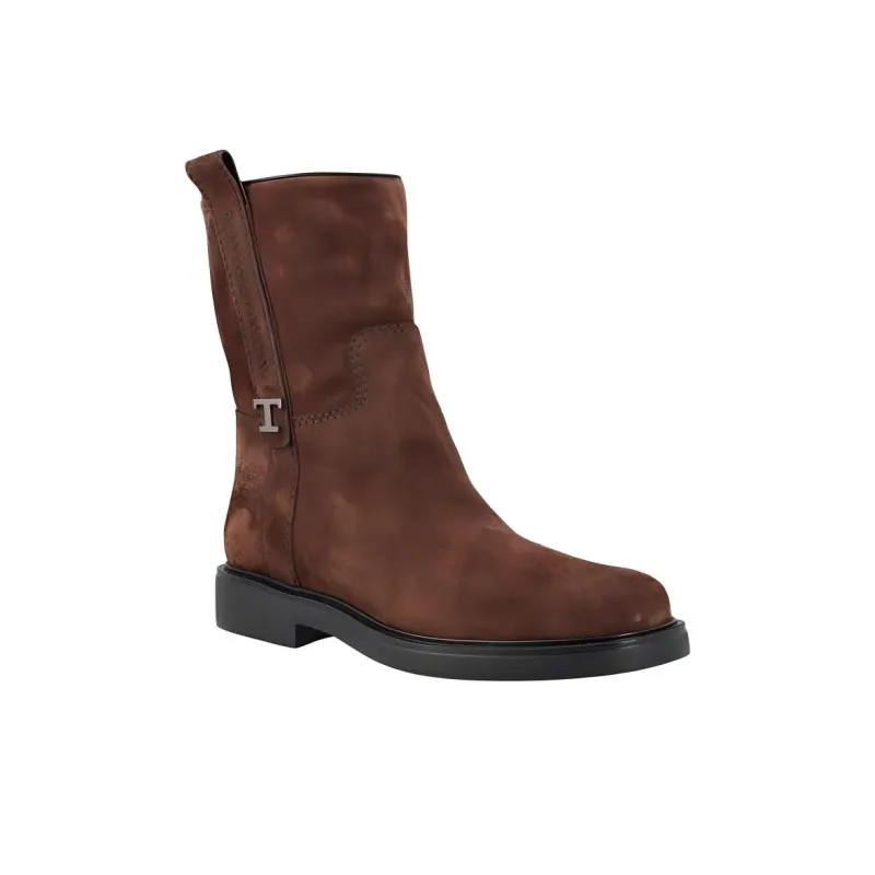 TOD'S T Plaque Round Toe Ankle Boots Women's-3