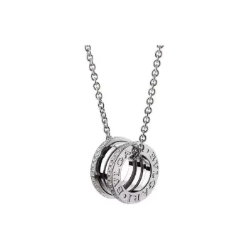 BVLGARI B.Zero1 Series 18K White Gold Outer Ring With Rhinestone Embellishment Necklaces Unisex White Gold Three Rings