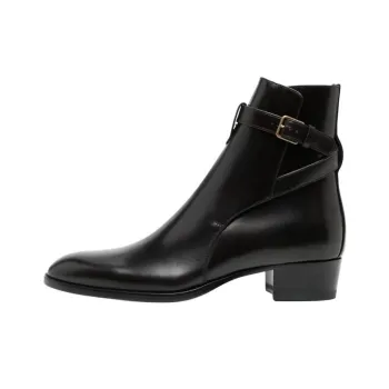 SAINT LAURENT Wyatt Leather Ankle Boots