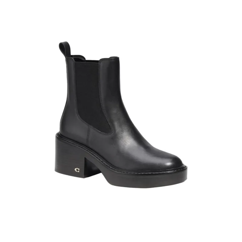 COACH Kinsley Short Chelsea Boots 6.5cm Women's Black-2