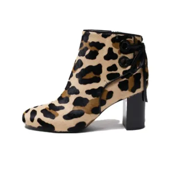 LONGCHAMP Ankle Boots Women's Leopard Print