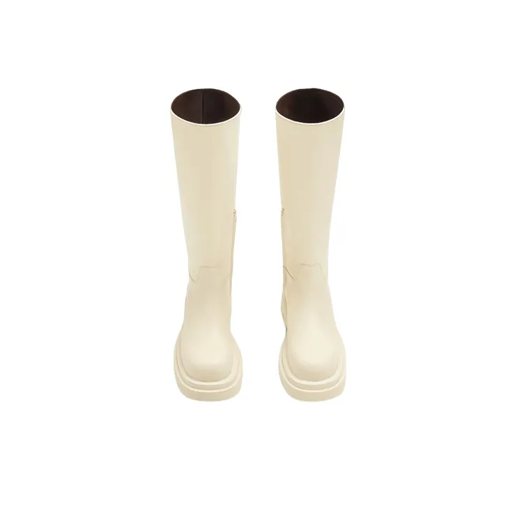 Bottega Veneta Lug Chelsea Knee high Boots Women's Sea Salt Color-3