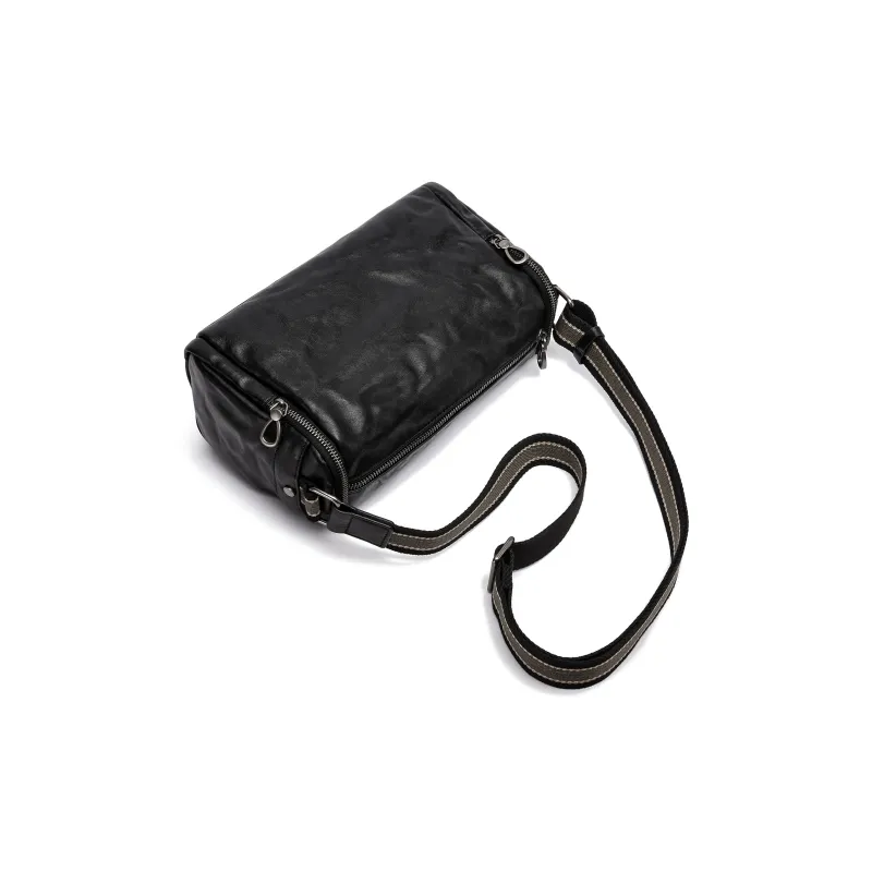 FAIRWHALE Cow Leather Crossbody Bag Shoulder Bag Camera Bag Regular Men's Black-6