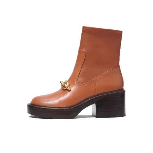 COACH 75mm Chain-link Detailing Leather Boots