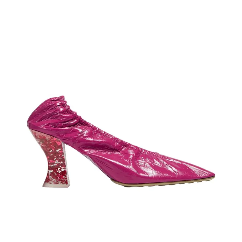 Bottega Veneta Almond High Heels Women's Hollyhock Red-1