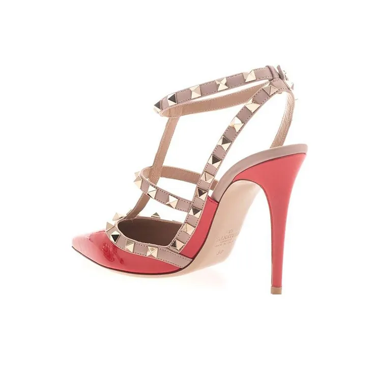 Valentino Slim Heel High Heels 10cm Women's Red-4
