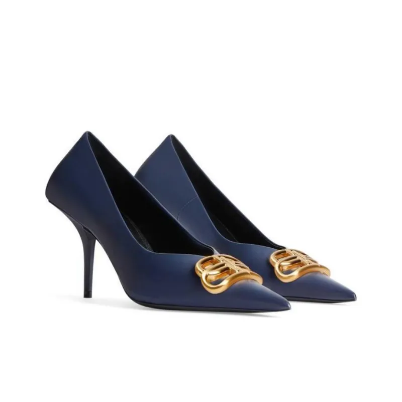 Balenciaga Knife Slim Heel High Heels 8cm Women's Blue-2