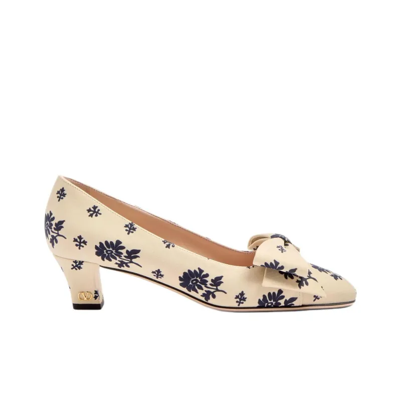 Valentino Bowow Spool Heel High Heels 4.5cm Women's Beige-1