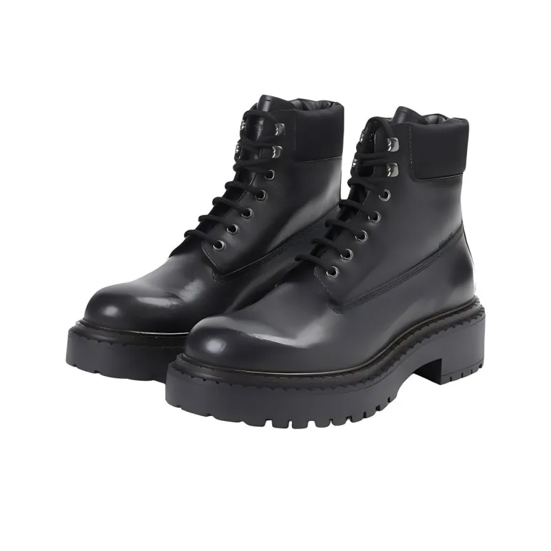PRADA Round Toe Lace Up Boots-2